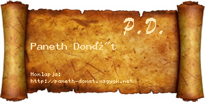 Paneth Donát névjegykártya